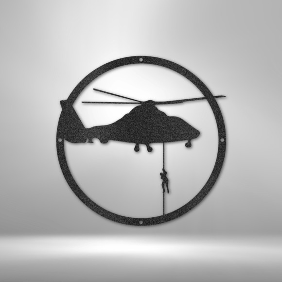 Helicopter Drop Steel Sign Laser Cut Powder Coated Home & Office Metal Wall Deco